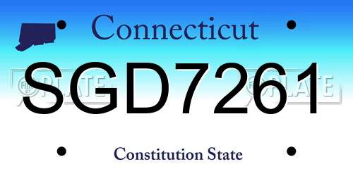 SGD7261 Connecticut License Plate