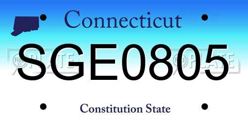 SGE0805 Connecticut License Plate