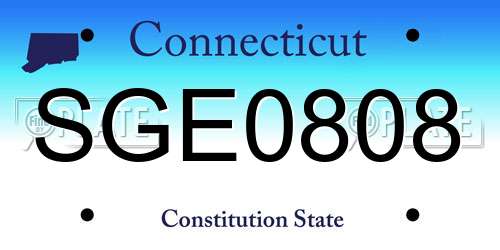 SGE0808 Connecticut License Plate