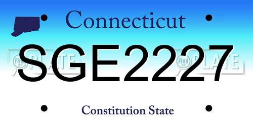 SGE2227 Connecticut License Plate