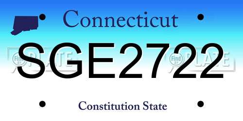 SGE2722 Connecticut License Plate