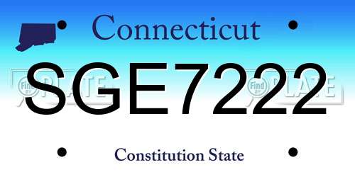 SGE7222 Connecticut License Plate