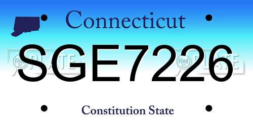 SGE7226 Connecticut License Plate