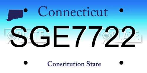 SGE7722 Connecticut License Plate