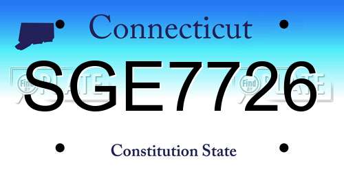 SGE7726 Connecticut License Plate