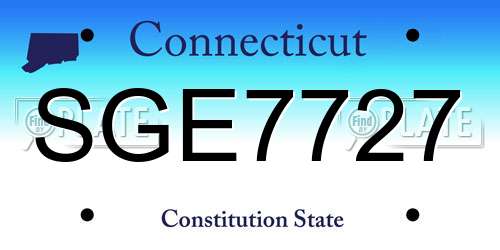 SGE7727 Connecticut License Plate