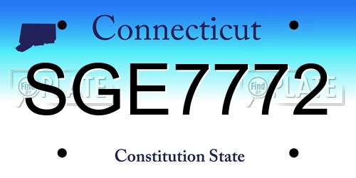 SGE7772 Connecticut License Plate