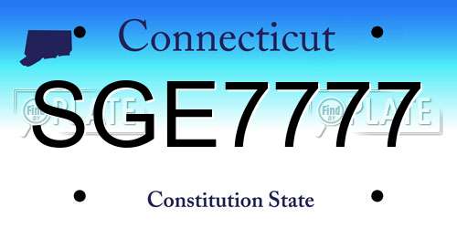 SGE7777 Connecticut License Plate