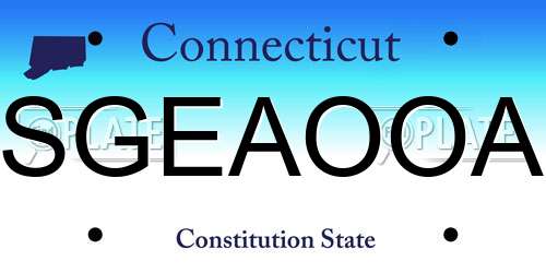 SGEAOOA Connecticut License Plate