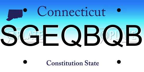 SGEQBQB Connecticut License Plate