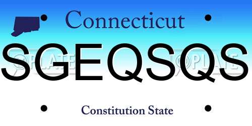 SGEQSQS Connecticut License Plate