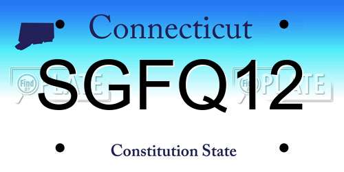 SGFQ12 Connecticut License Plate