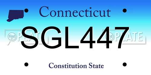 SGL447 Connecticut License Plate
