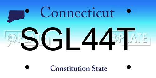 SGL44T Connecticut License Plate