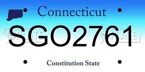 SGO2761 Connecticut License Plate