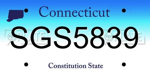 SGS5839 Connecticut License Plate