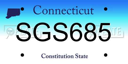 SGS685 Connecticut License Plate
