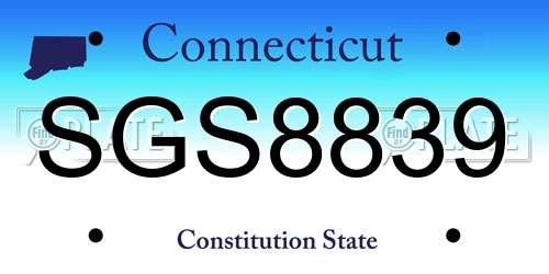SGS8839 Connecticut License Plate