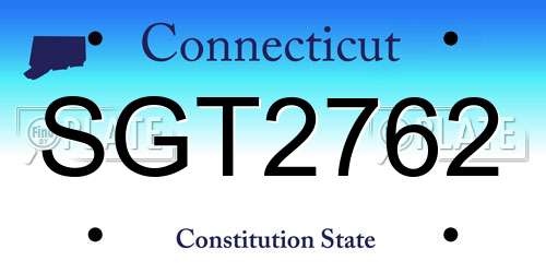 SGT2762 Connecticut License Plate