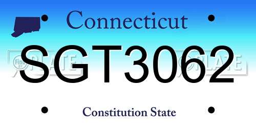 SGT3062 Connecticut License Plate
