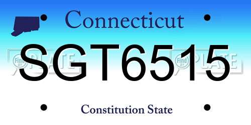 SGT6515 Connecticut License Plate