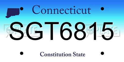 SGT6815 Connecticut License Plate