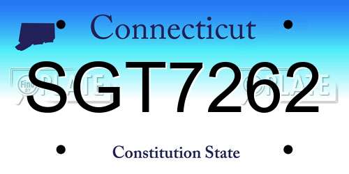SGT7262 Connecticut License Plate
