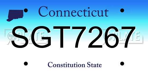SGT7267 Connecticut License Plate