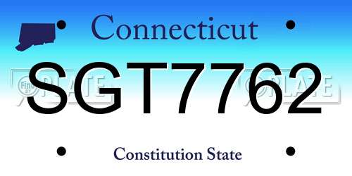 SGT7762 Connecticut License Plate
