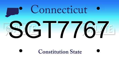 SGT7767 Connecticut License Plate