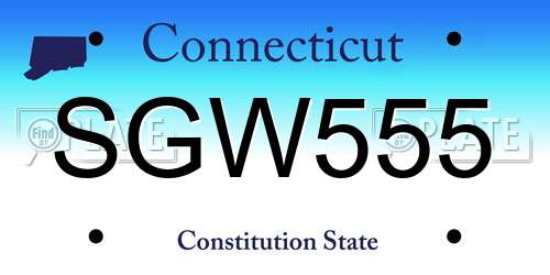 SGW555 Connecticut License Plate
