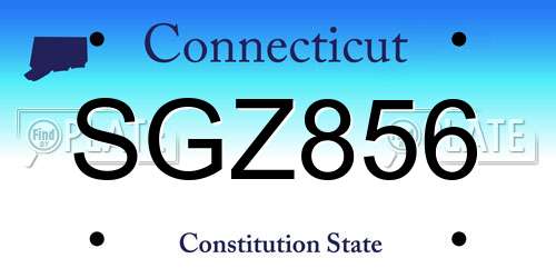 SGZ856 Connecticut License Plate