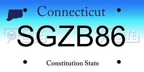 SGZB86 Connecticut License Plate