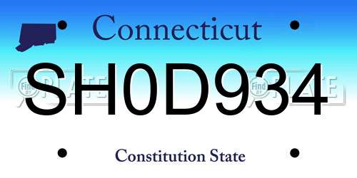 SH0D934 Connecticut License Plate