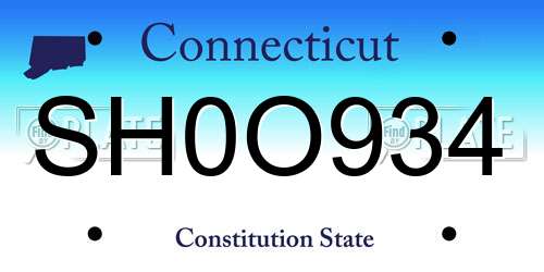 SH0O934 Connecticut License Plate