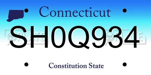 SH0Q934 Connecticut License Plate