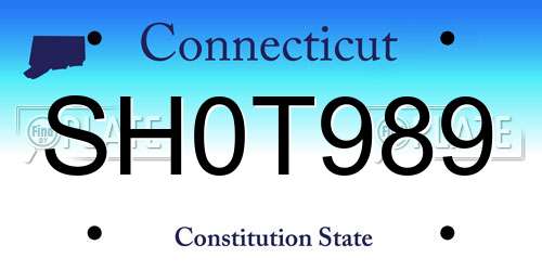 SH0T989 Connecticut License Plate