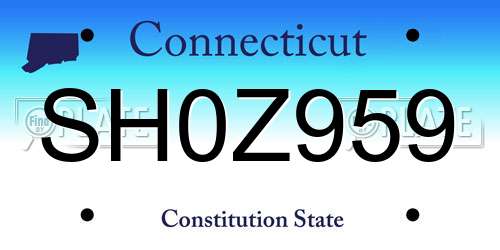 SH0Z959 Connecticut License Plate