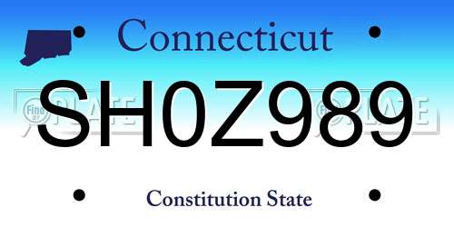 SH0Z989 Connecticut License Plate