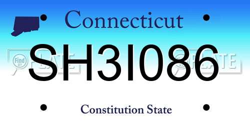 SH3I086 Connecticut License Plate
