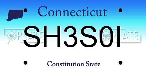 SH3S0I Connecticut License Plate