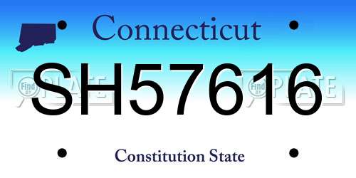 SH57616 Connecticut License Plate