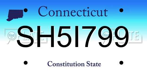 SH5I799 Connecticut License Plate