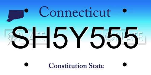 SH5Y555 Connecticut License Plate