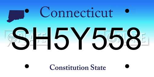 SH5Y558 Connecticut License Plate