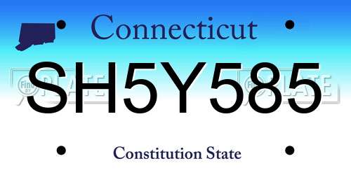 SH5Y585 Connecticut License Plate