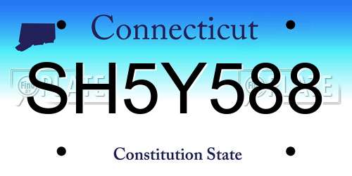 SH5Y588 Connecticut License Plate
