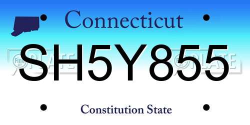 SH5Y855 Connecticut License Plate