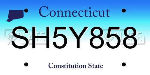 SH5Y858 Connecticut License Plate