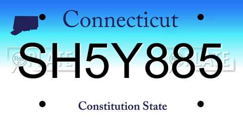 SH5Y885 Connecticut License Plate